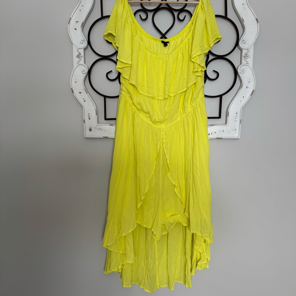 TORRID Size 4 4X Midi Gauze Off-Shoulder Walk-Through Dress in Yellow - Picture 4 of 7